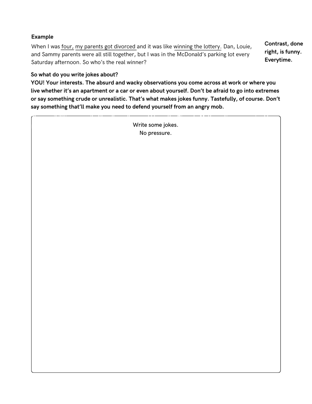Joke Brainstorm Worksheet